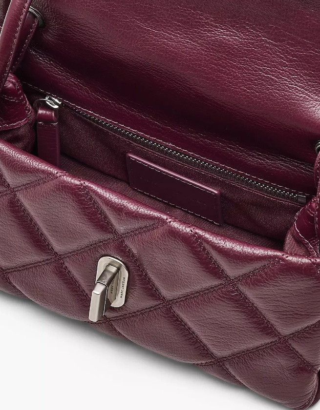 Marc Jacobs The Mini Dual Chain Diamond Quilted Leather Shoulder Bag In Purple
