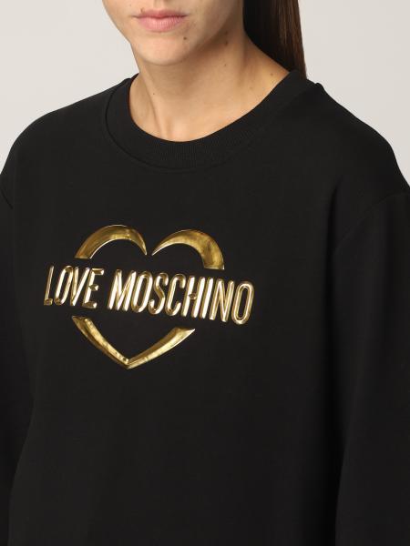 Moschino Metallic-logo Sweatshirt In Black