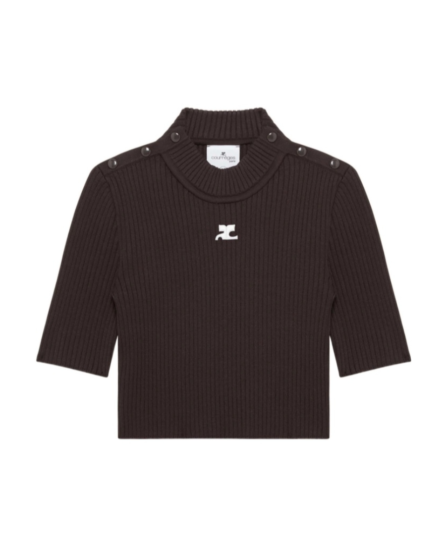 Courrèges Reedition Logo-patch Knitted Top In Black