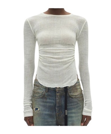 Ann Demeulemeester Oke Long Sleeve Crop Top In White