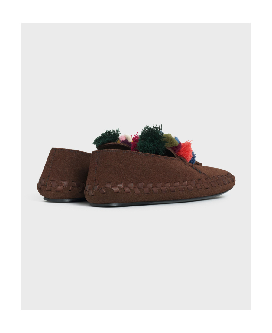 Celine Marlou Flat Slip-on In Suede Calfskin In Brown