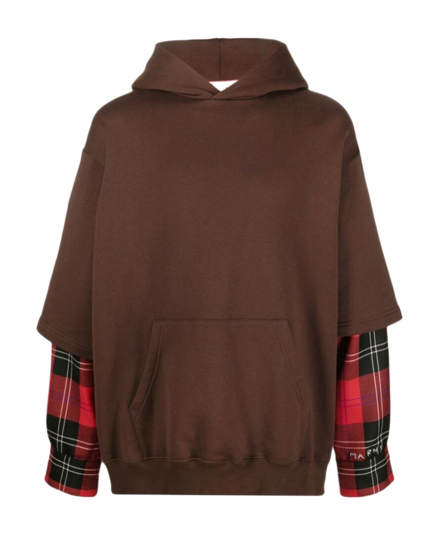 Marni Layered-design Hoodie In Brown