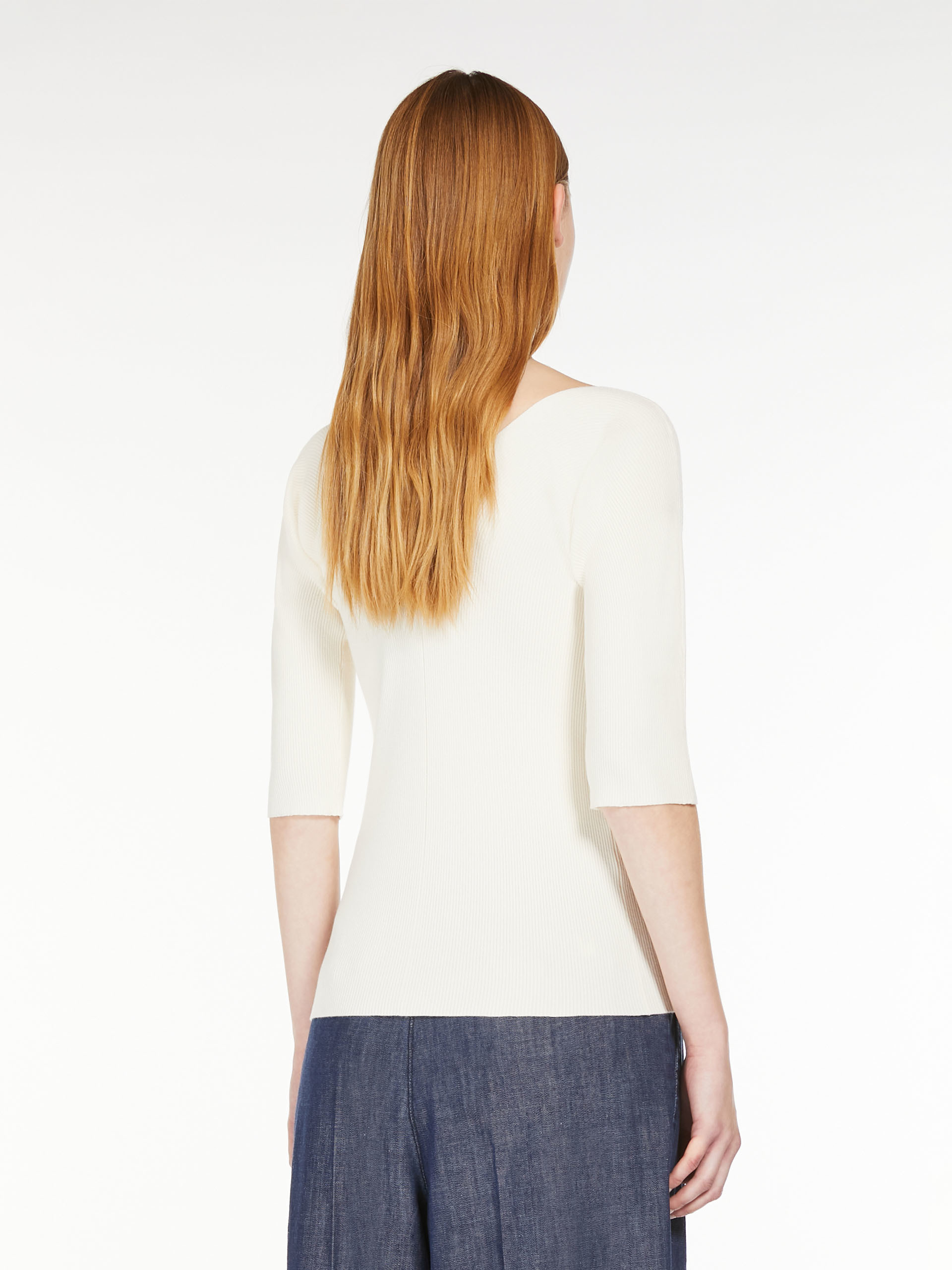 Weekend Max Mara Stretch-linen V-neck T-shirt In White