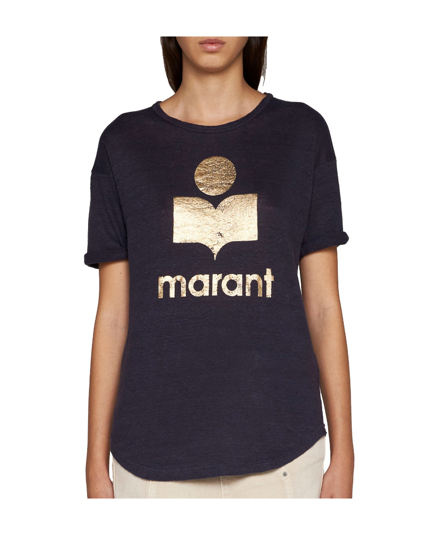 Isabel Marant Étoile 'koldi' Black Crewneck T-shirt With Contrasting Logo In Black
