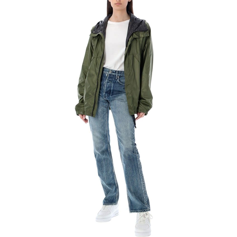 Shop Aspesi Drawstring-hood Windbreaker Jacket In Green