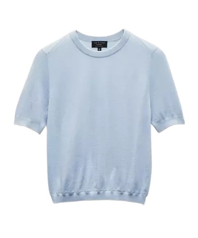 Rag & Bone Short Sleeve Knitted T-shirt In Blue