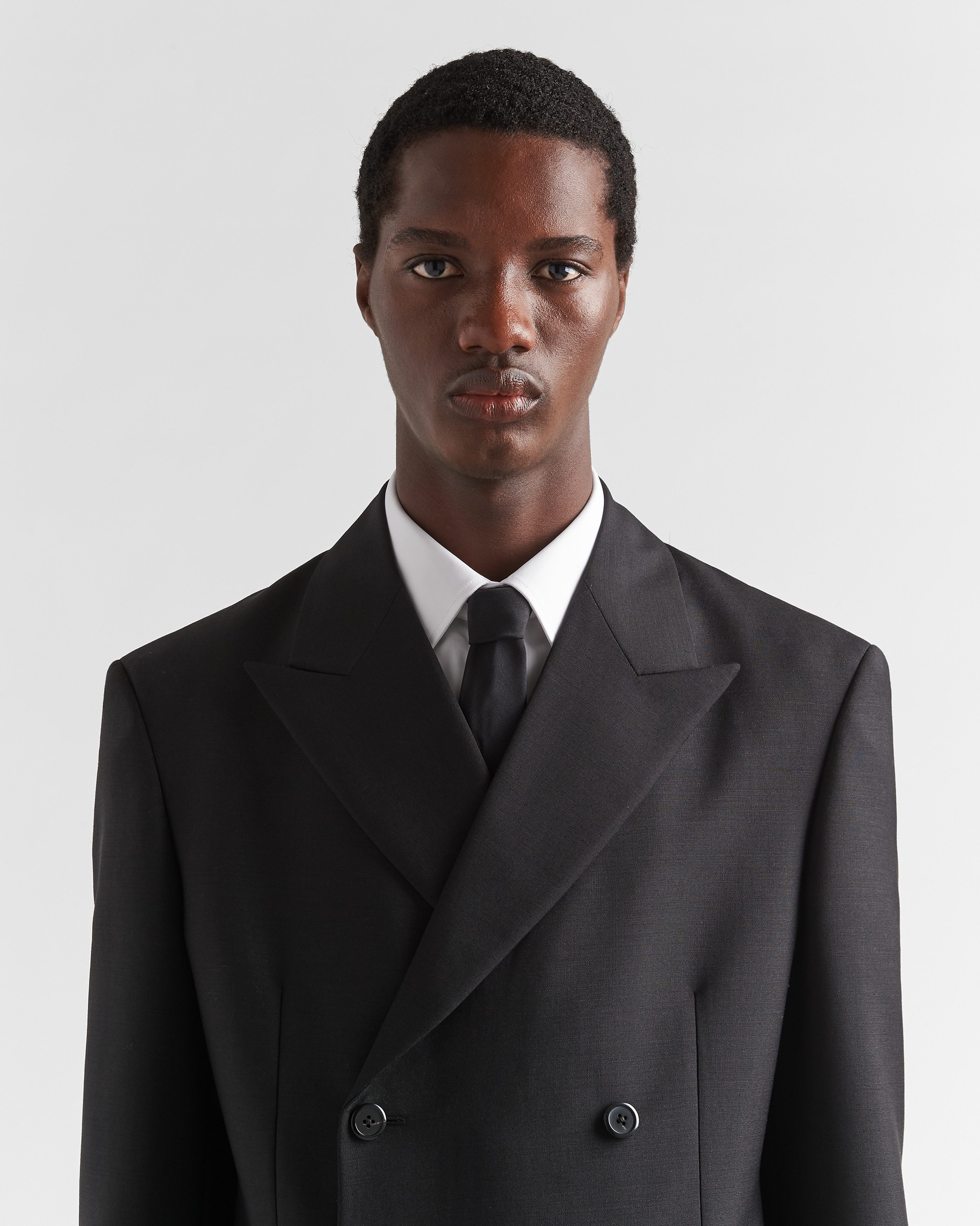 Prada Double-breasted Wool Blazer In Black