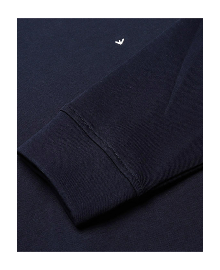Emporio Armani Embroidered-logo Drawstring Hoodie In Black