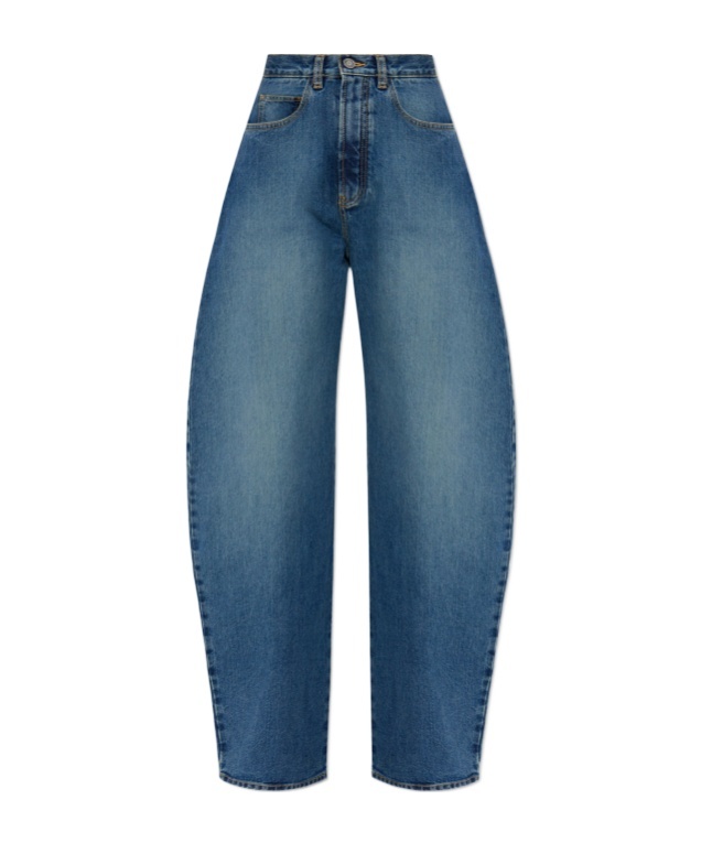 Alaïa High-waisted Denim Trousers Faded Wash In Blue