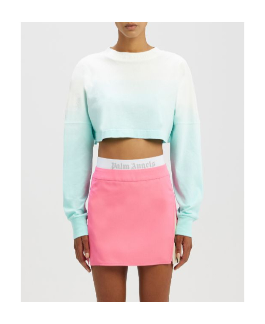 Palm Angels Gradient Cropped Long-sleeve T-shirt In Blue