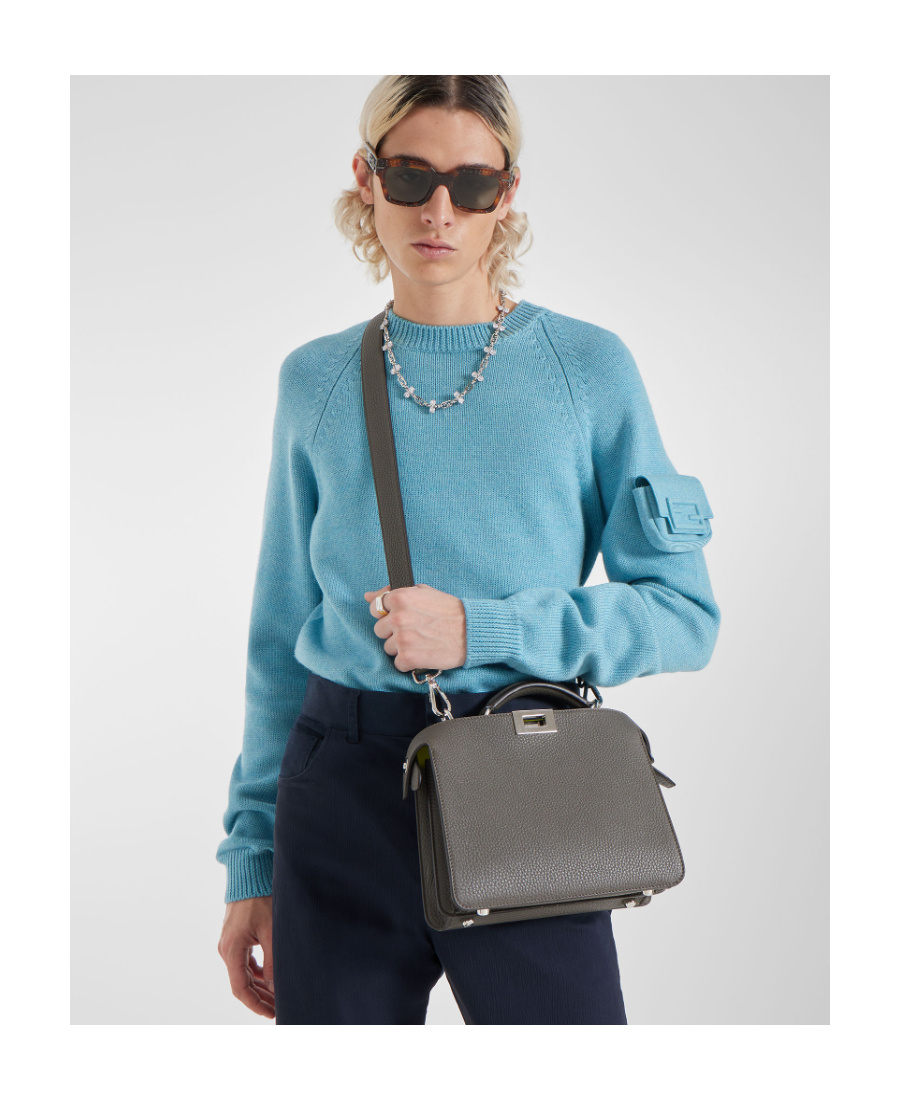Fendi Peekaboo Twist-lock Tote Bag In Gray