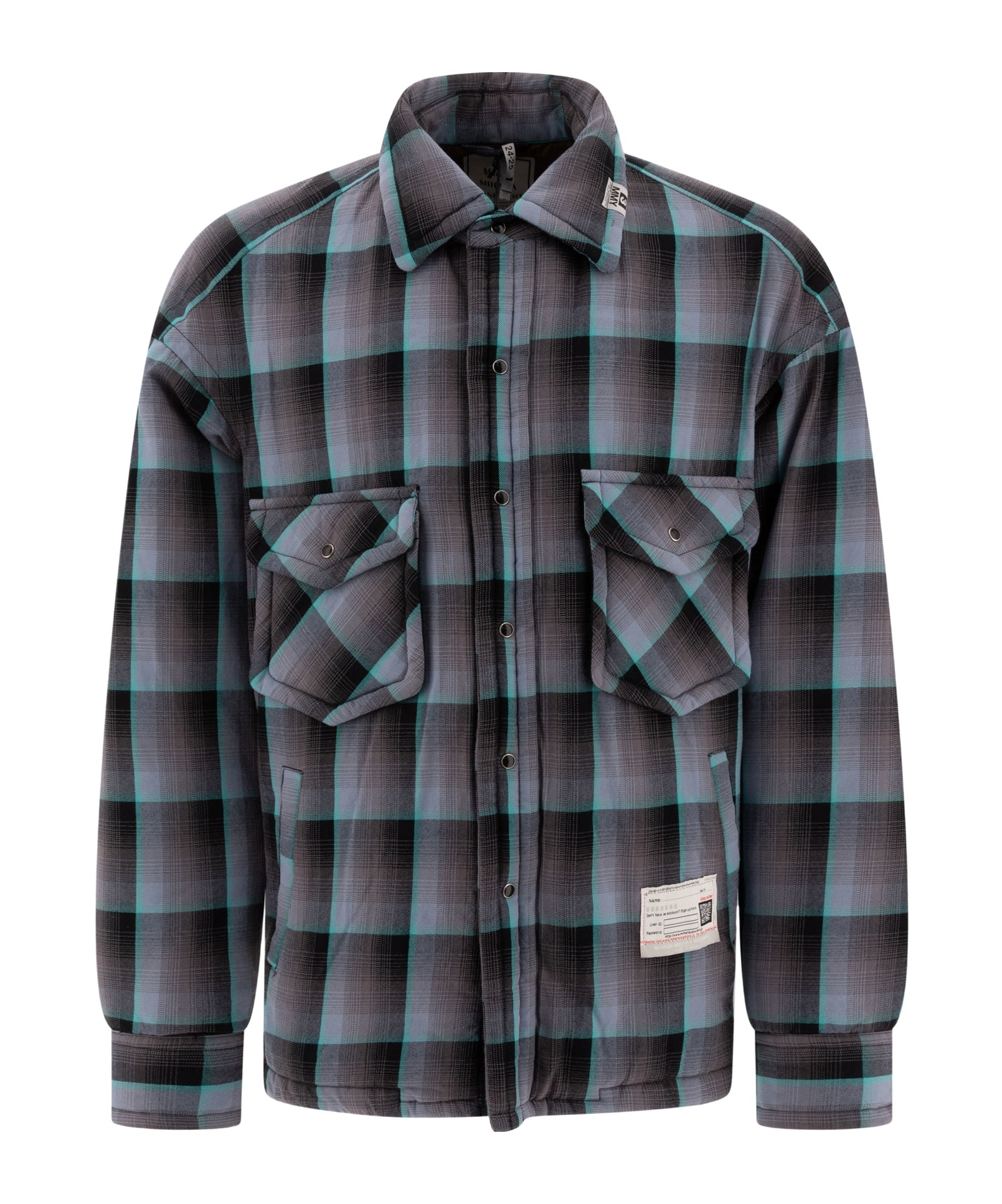 Miharayasuhiro Padded Shirt With Check Pattern And Chest Pockets In Black