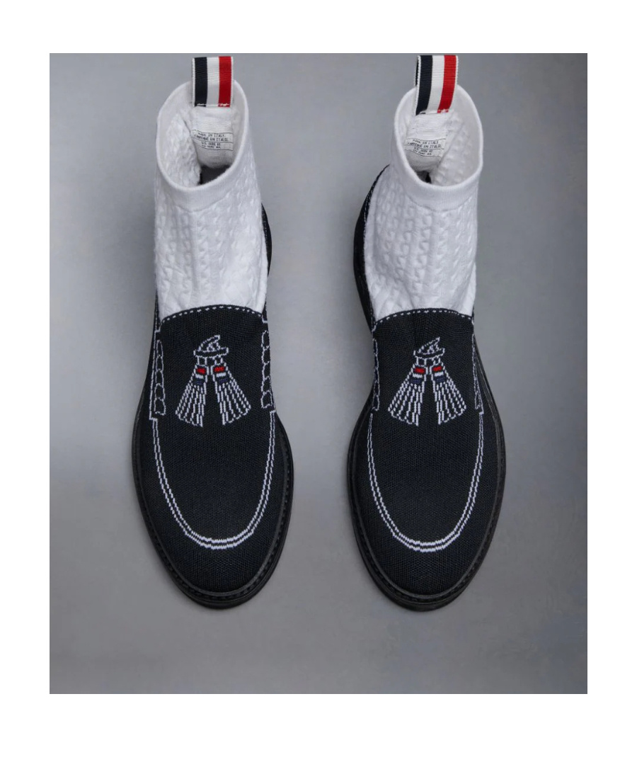 Thom Browne Tassel Loafer Sock Boots In Black