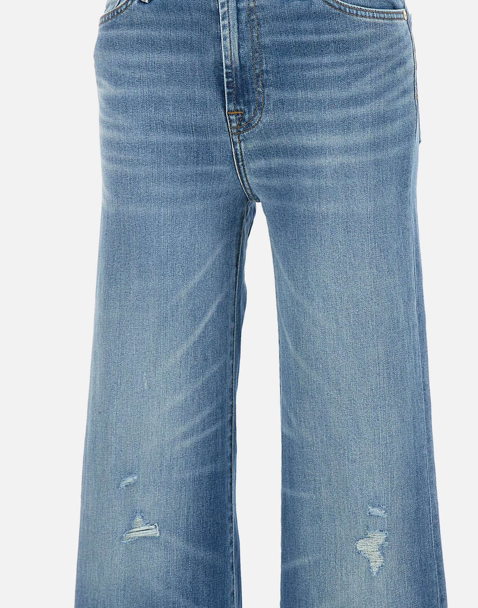 7 For All Mankind Modern Slim Illusion Distressed Jeans In Blue