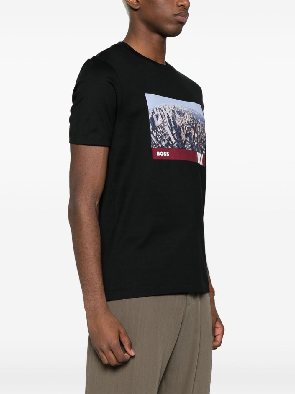 Hugo Boss Graphic-print Cotton T-shirt In Black