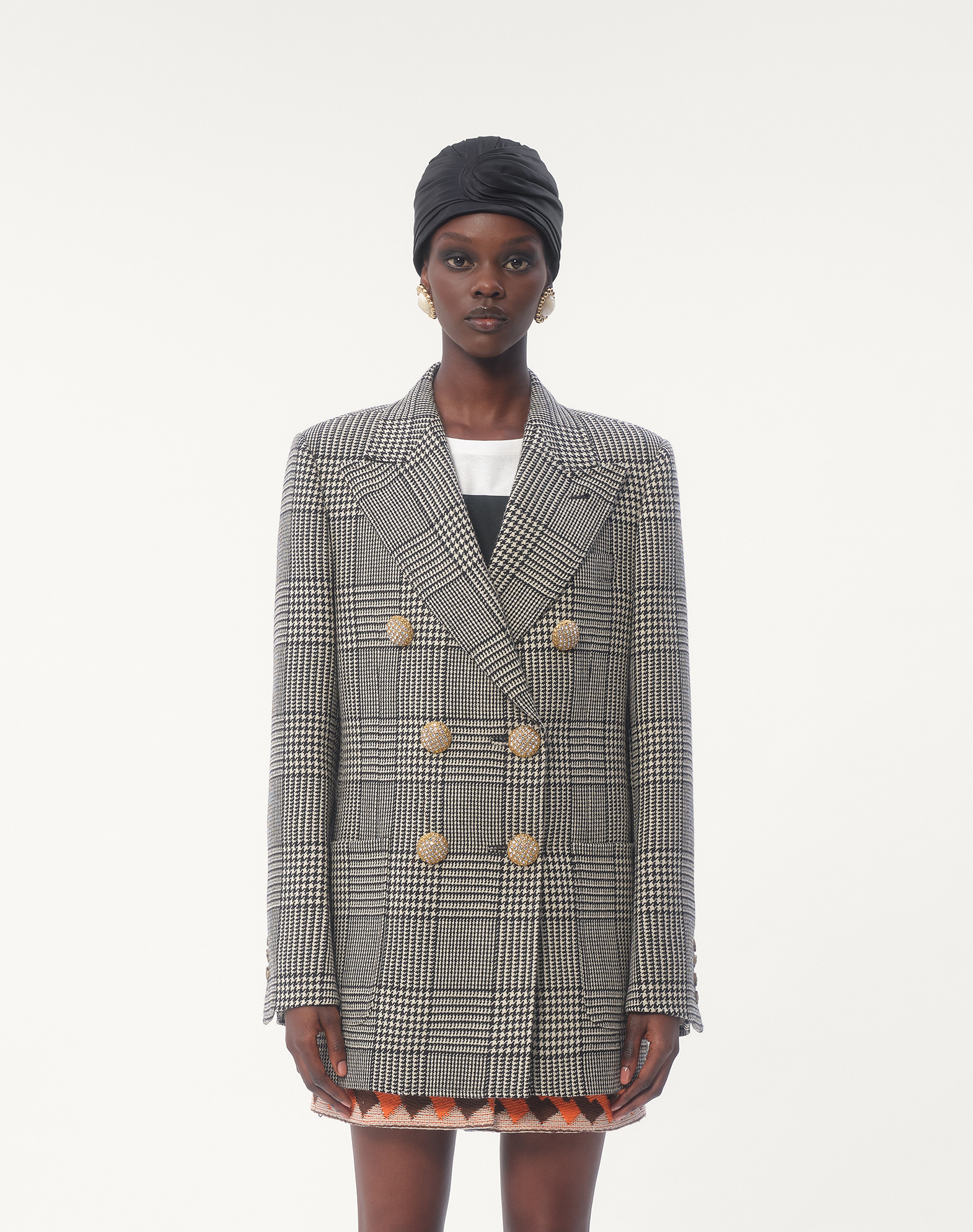 Shop Valentino Houndstooth Wool Coat In Gray