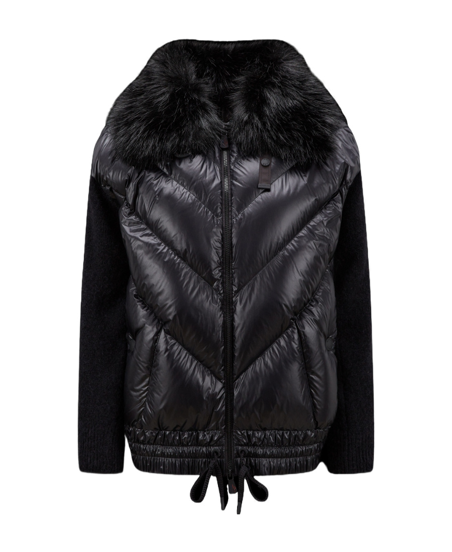 Moncler Knit-sleeves Padded Jacket In Black