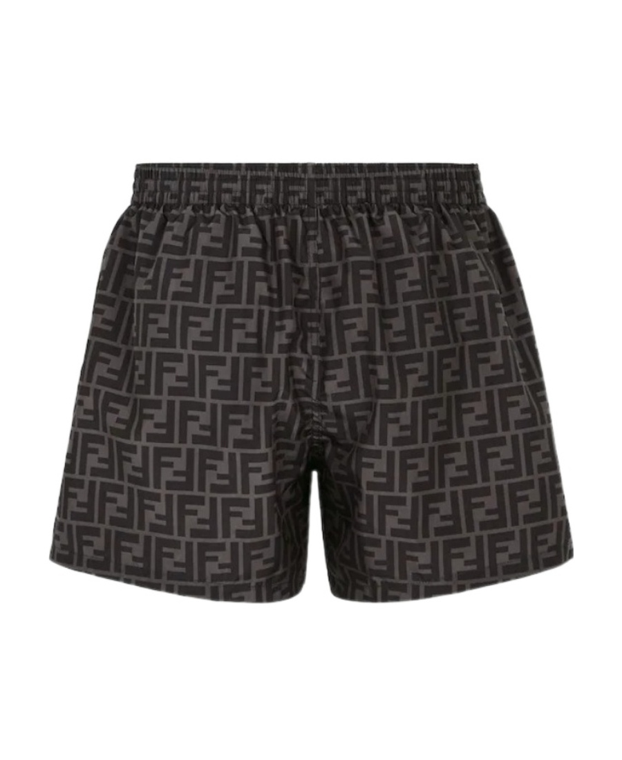 Fendi Ff-logo Print Swim Shorts In Black