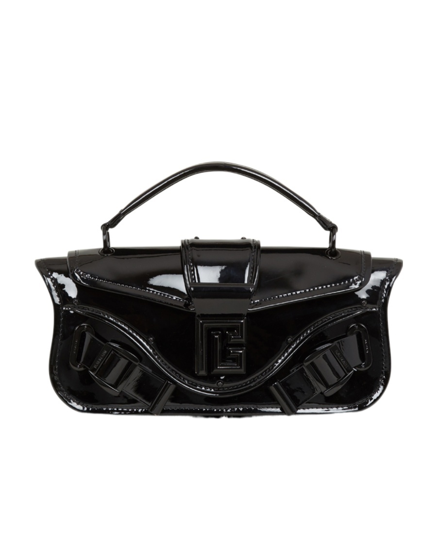 Balmain Detachable Strap Leather Clutch Bag In Black