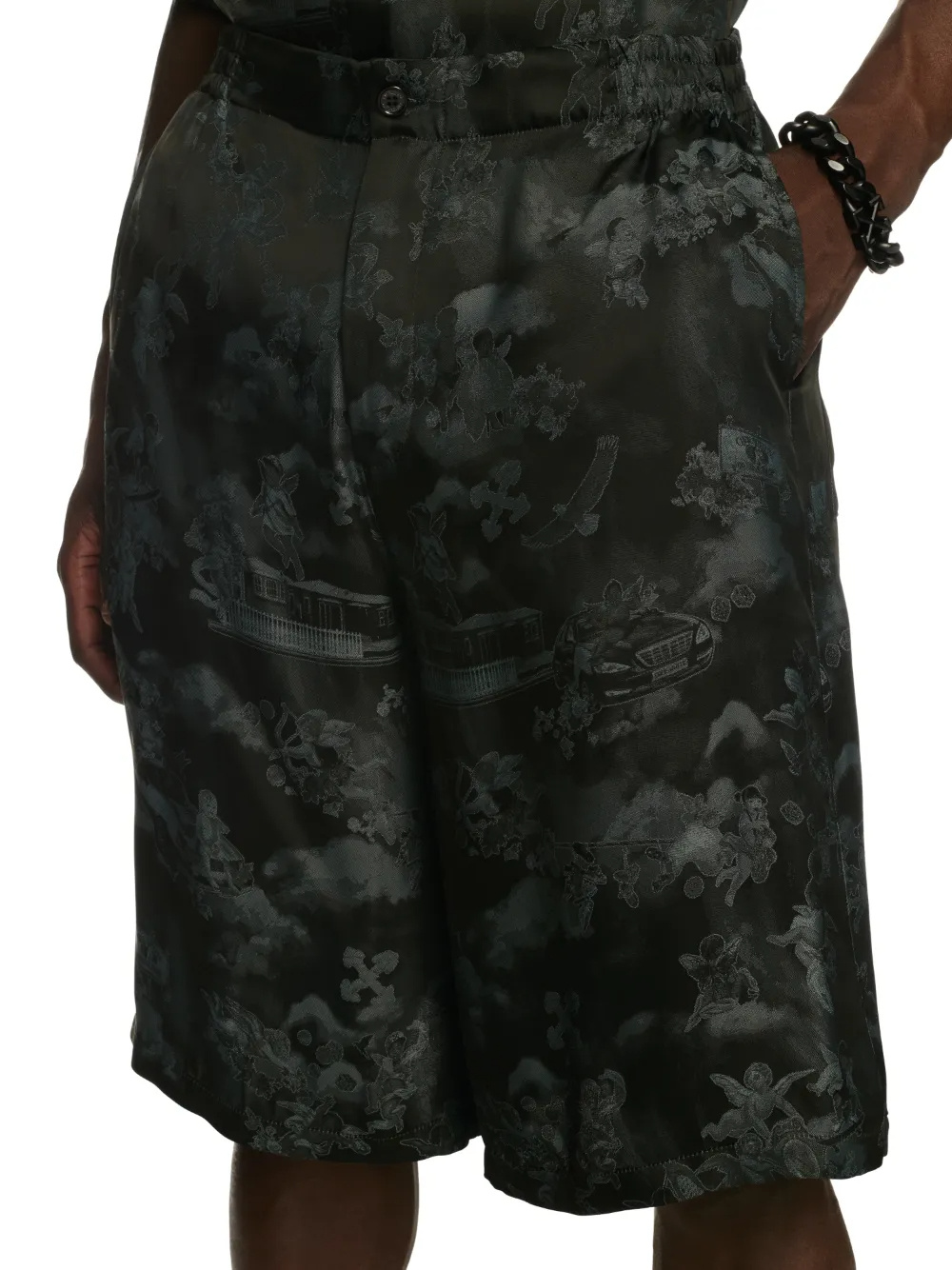 Off-white Jacquard Bowling Bermuda Shorts In Black