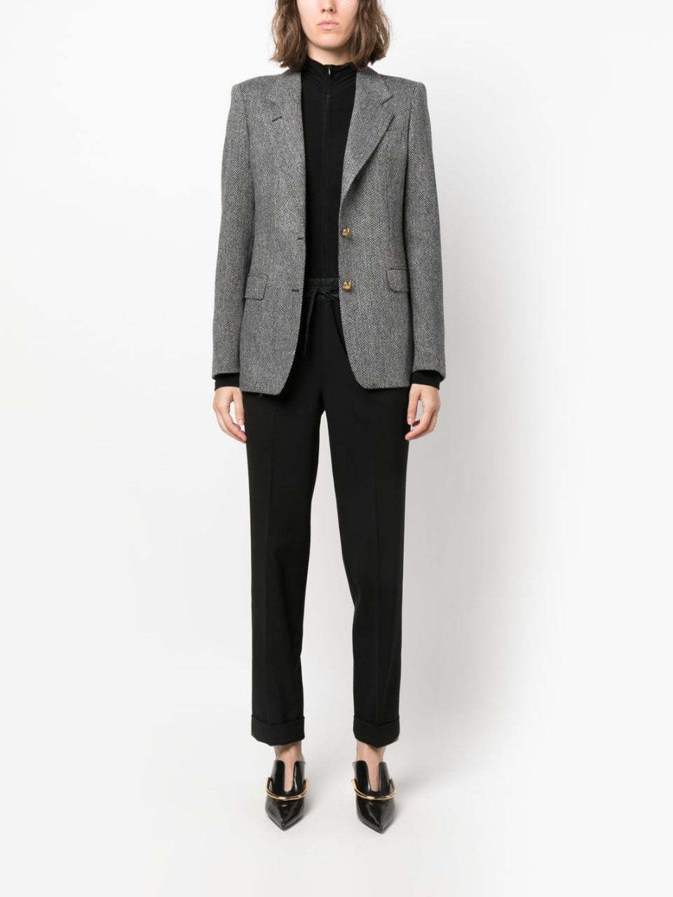 P.a.r.o.s.h Wool Blend Drawstring Trousers With Cuffed Hems In Black
