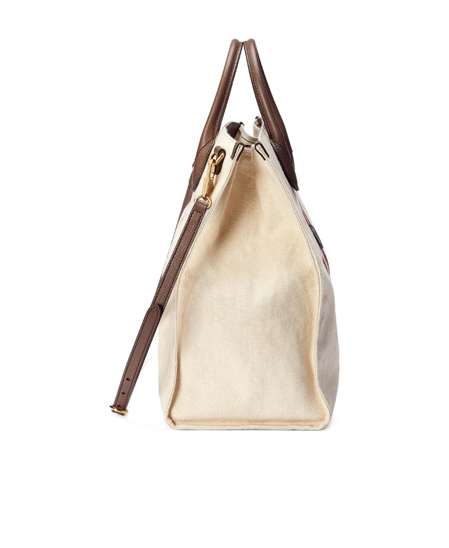 Gucci Web Stripe Tote Bag In White