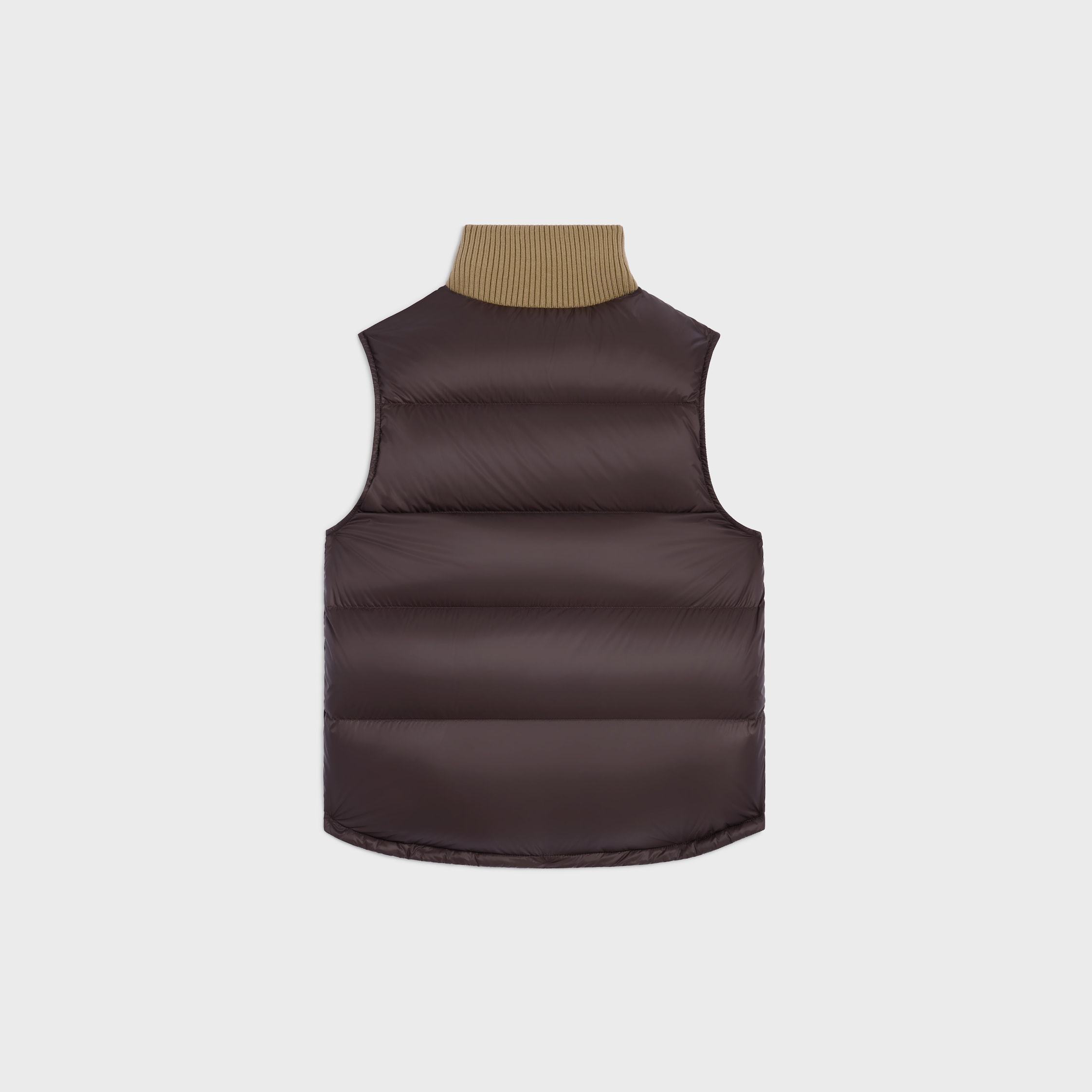 Celine Women Sleeveless Down Jacket With Triomphe Patch In Brown