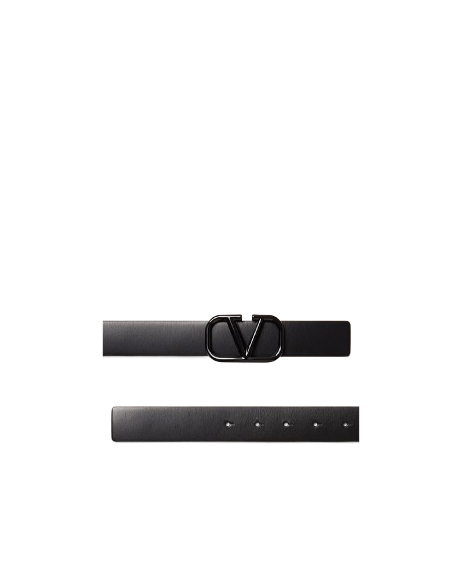 Valentino Leather Vlogo Belt In Black