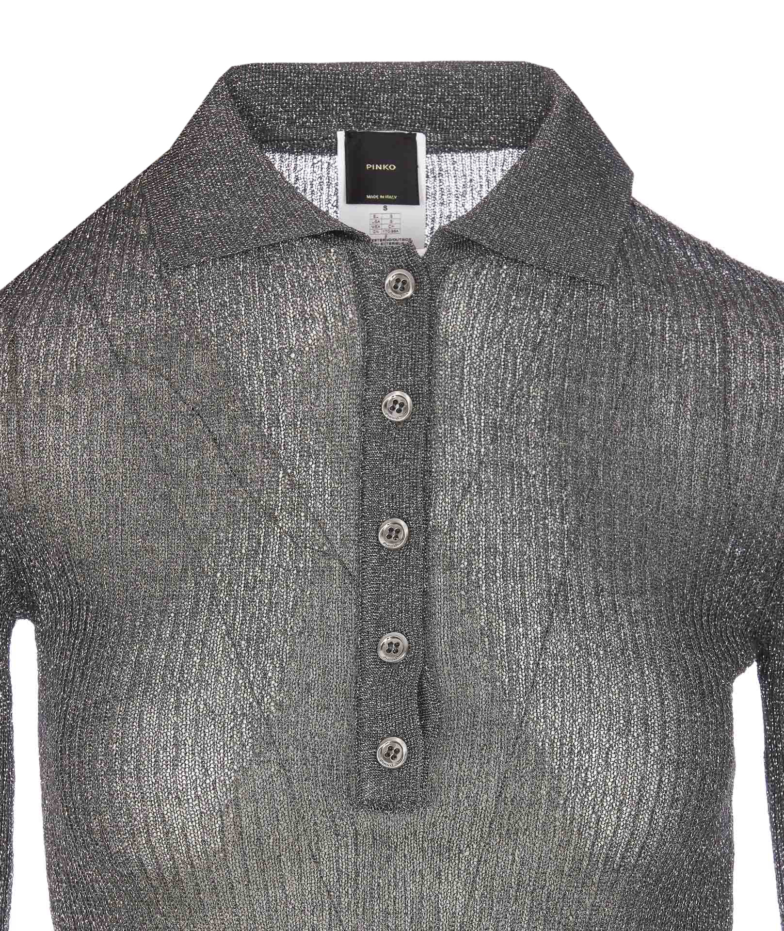 PINKO LUREX OPEN-KNIT POLO TOP