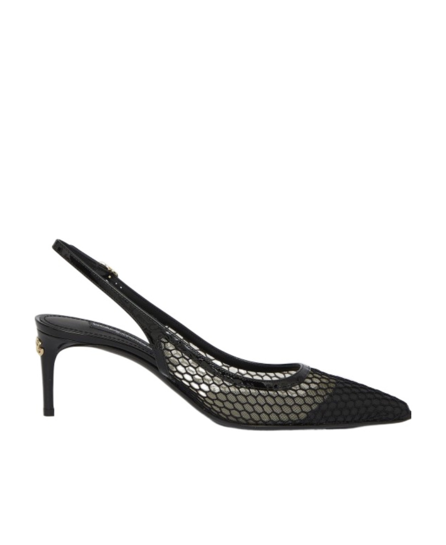 Dolce & Gabbana Vernice Patent Leather-trimmed Mesh Slingback Pumps In Black