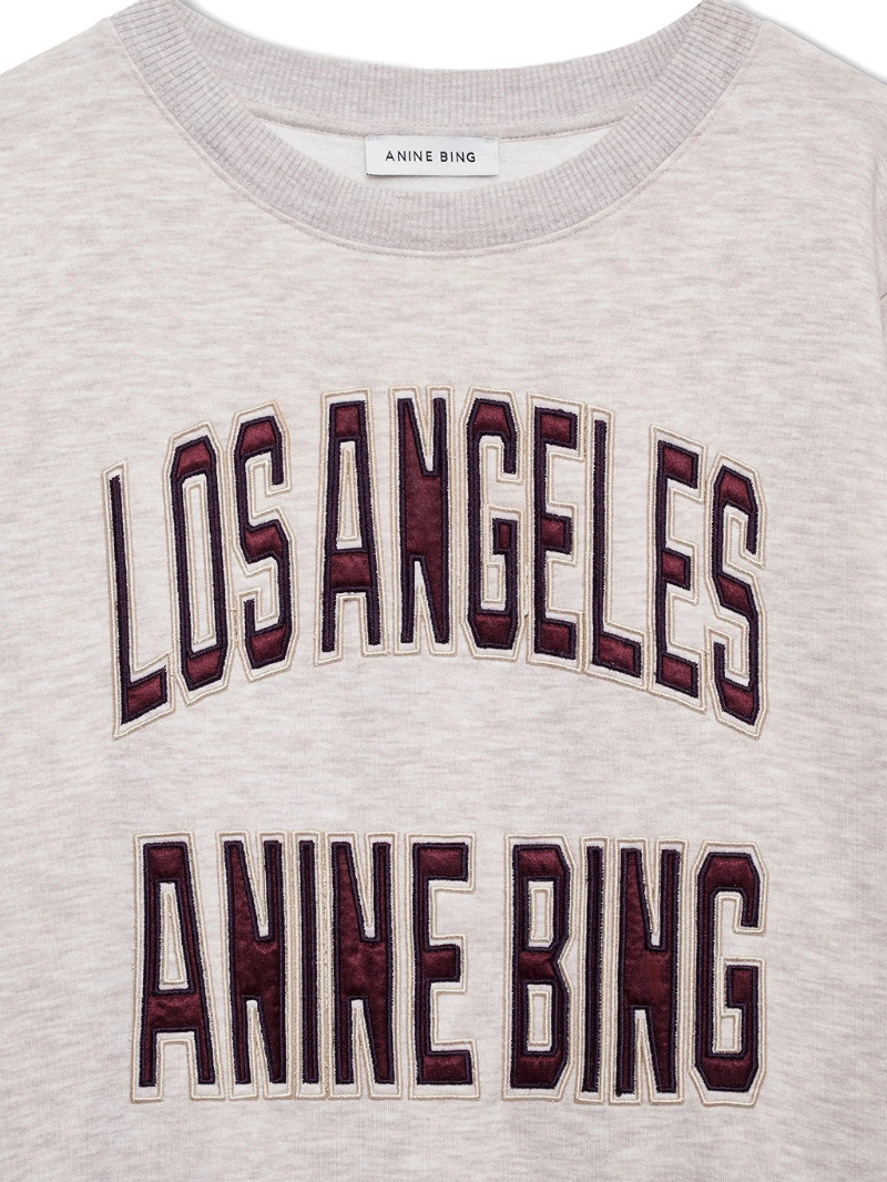 Anine Bing Womens Oatmeal Melange Harry Logo-embroidered Cotton Sweatshirt In White