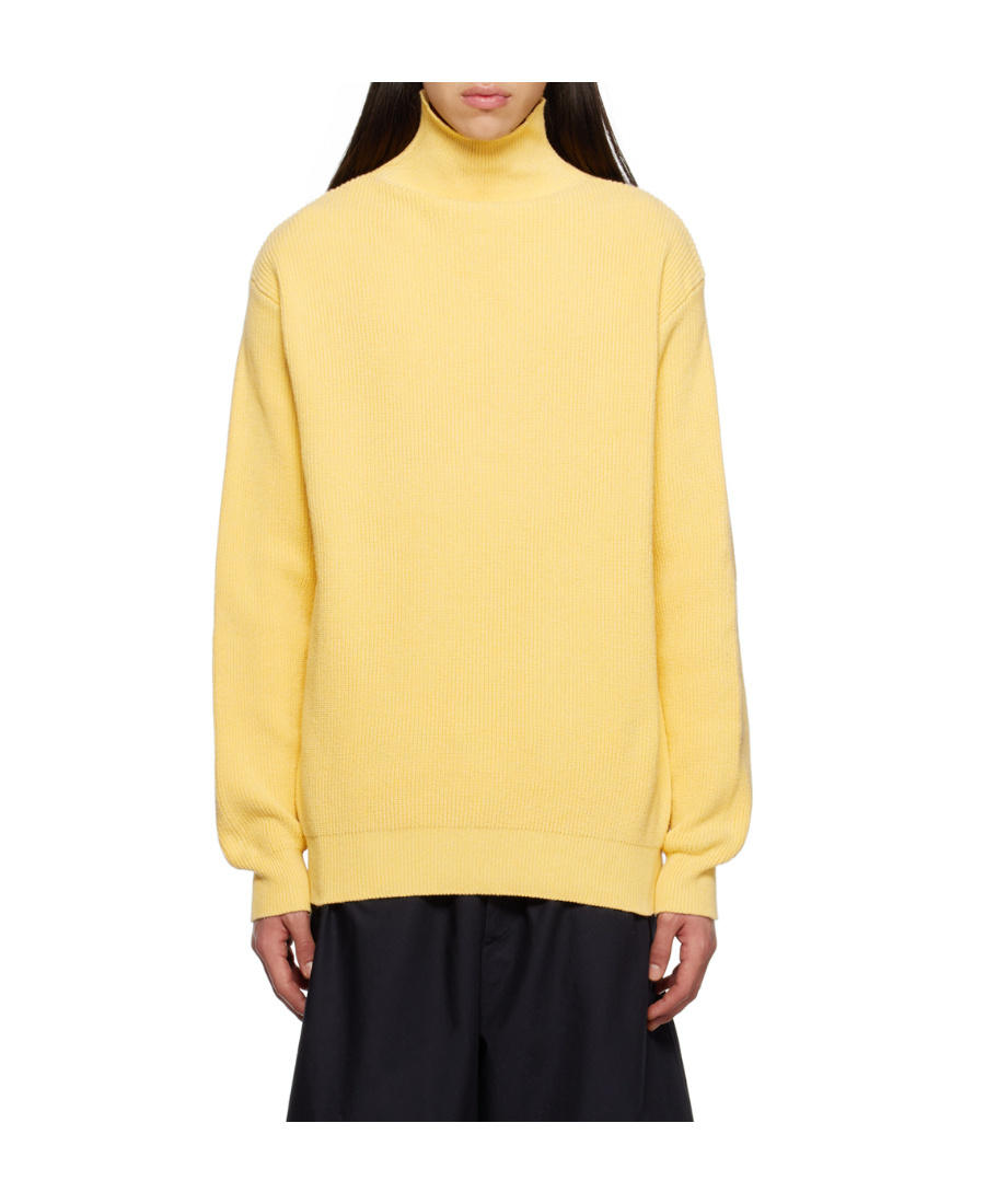 Jil Sander Loose High-necked Sweater In Yellow