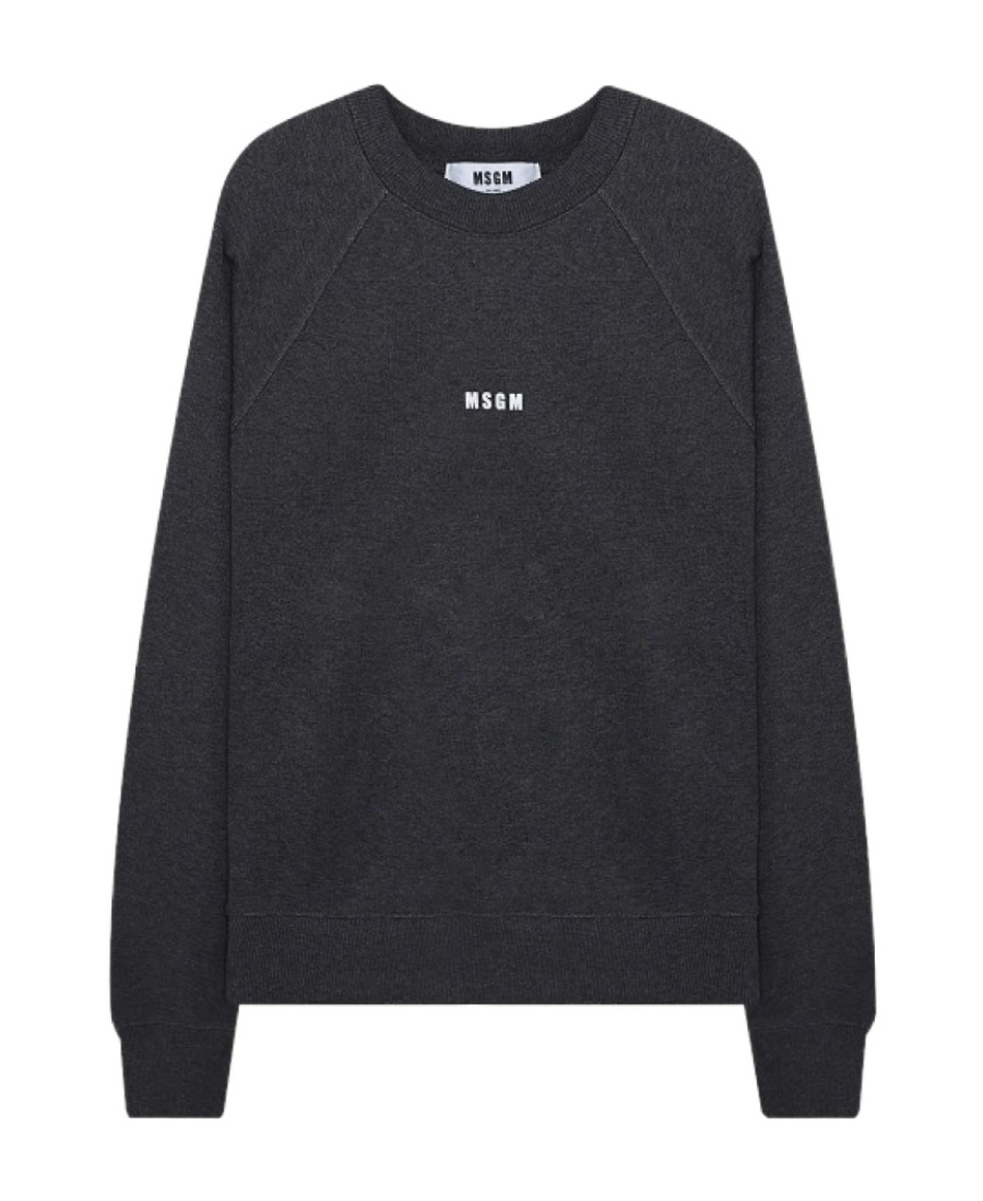 Msgm Cotton Embroidered-logo Sweatshirt In Gray