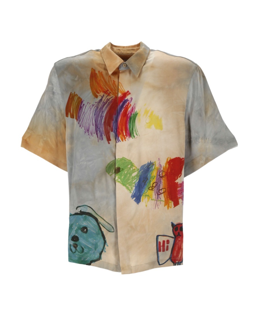 Off-white Cartoon Satin Shirt In Gray