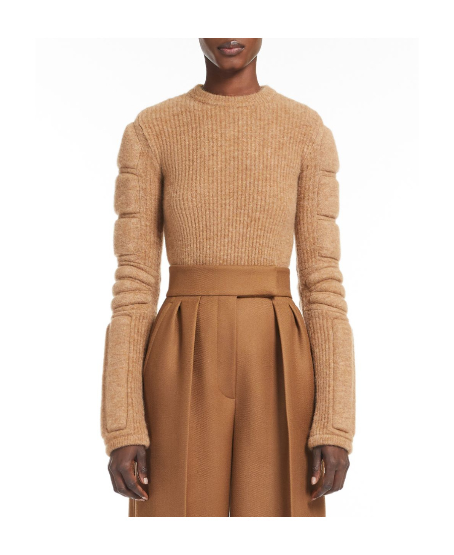 Max Mara Padded-panel Knit Top In Brown