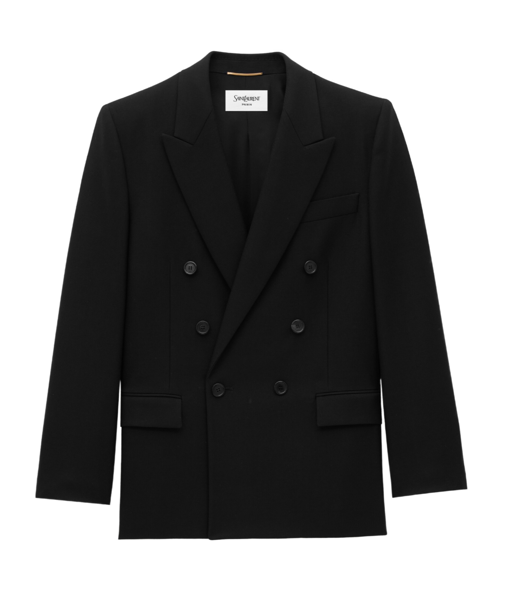 Saint Laurent Cassandre Wool Gabardine Blazer In Black