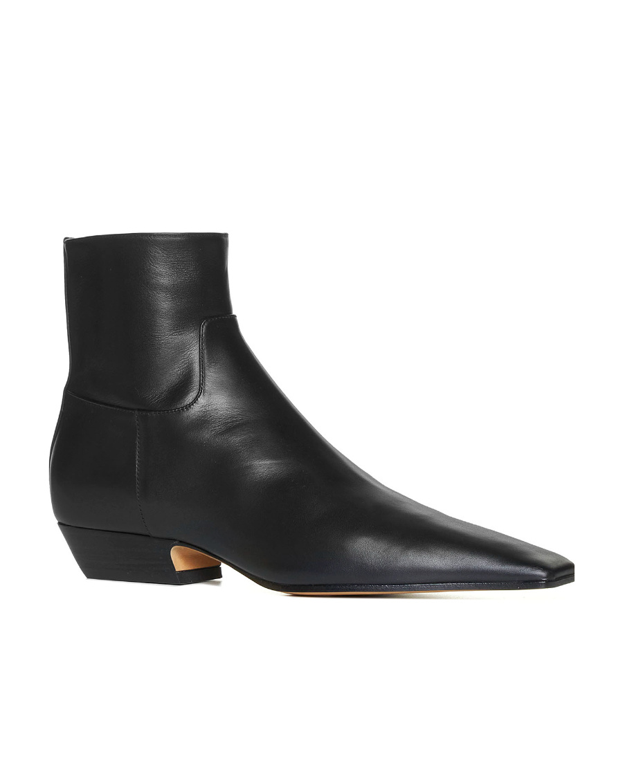 Shop Khaite Marfa 30mm Leather Ankle Boots In Black