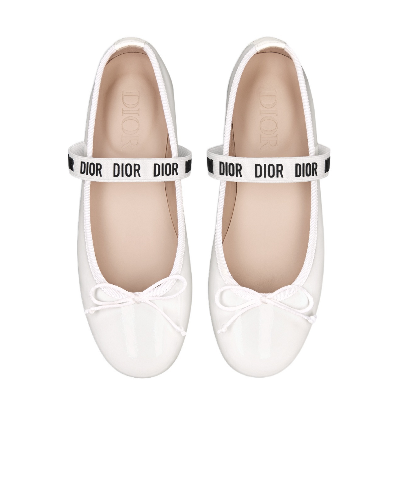 Dior Round Head Ballet Shoes In White