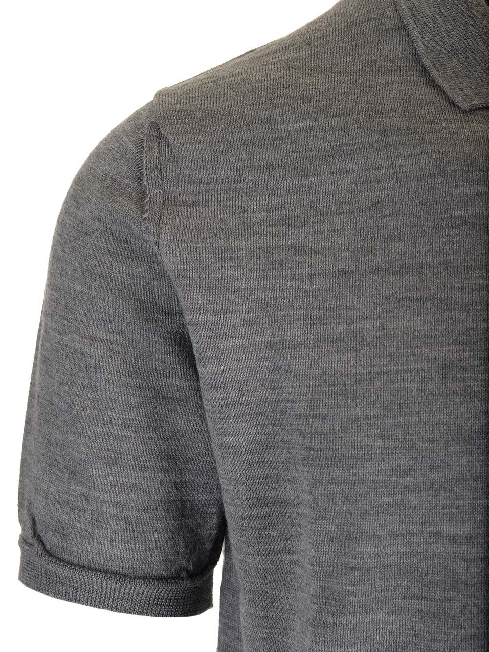 Comme Des Garçons Heart-patch Wool Polo Shirt In Gray