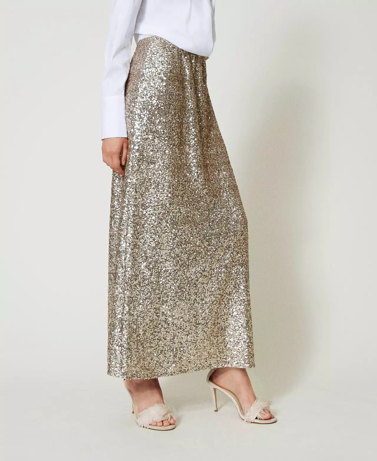 TWINSET SEQUIN-EMBELLISHED MIDI SKIRT