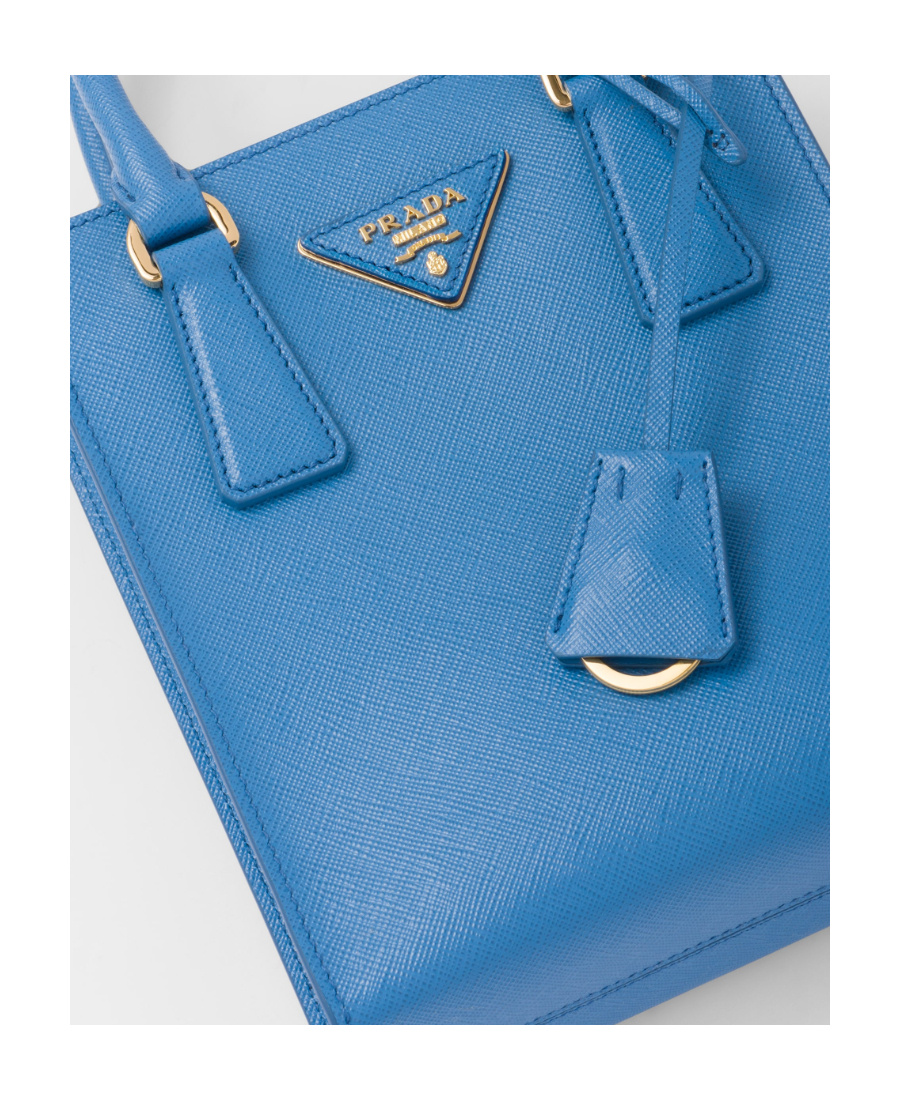 Shop Prada Saffiano Leather Handbag In Blue