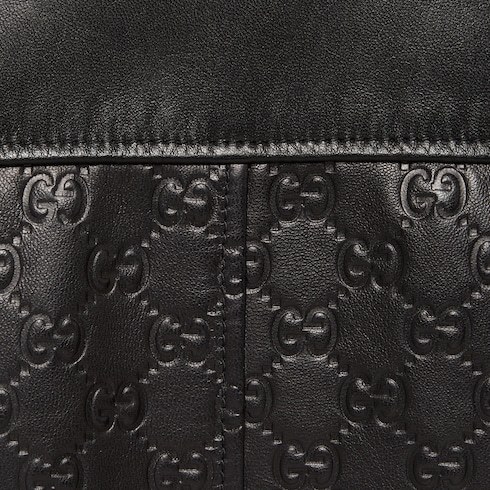 Gucci Gg Debossed-pattern Leather Bomber Jacket In Black