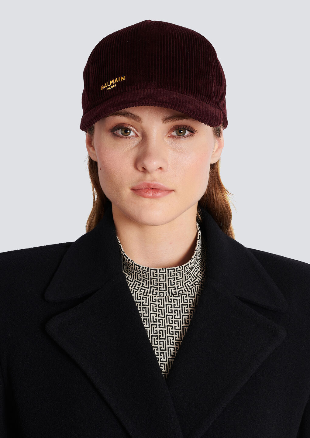 Balmain Logo-print Corduroy Cap In Black
