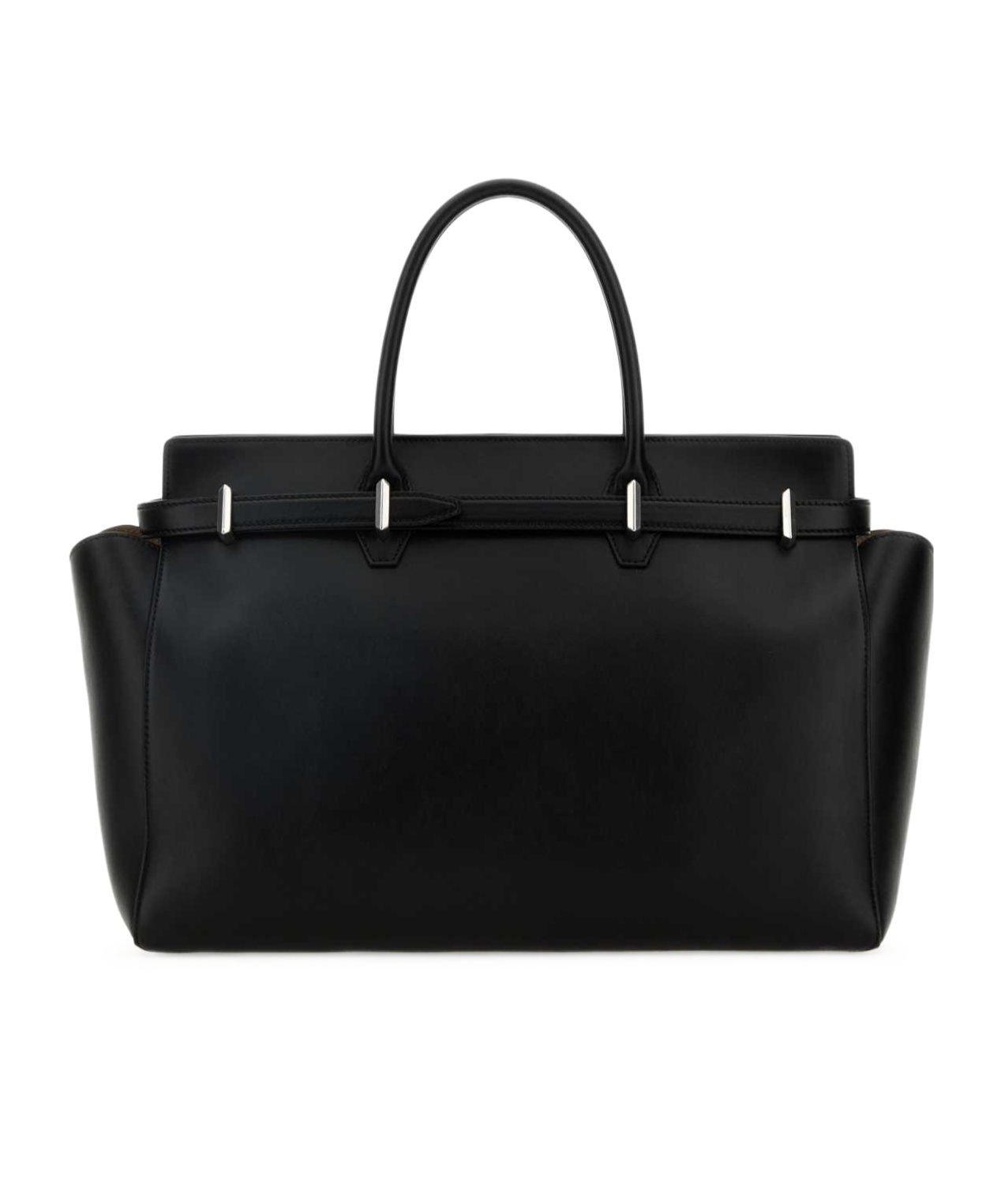 Jimmy Choo Black Leather Large Diamond Belted Shopping Bag In Black