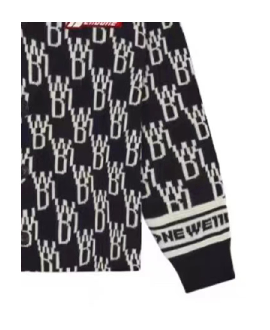 We11 Done Monogram V-neck Cardigan In Black