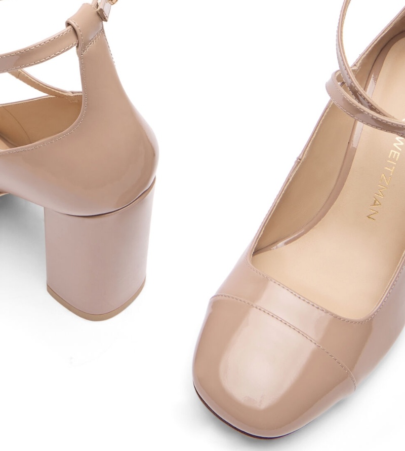 Stuart Weitzman Lace-up High Heels In Nude