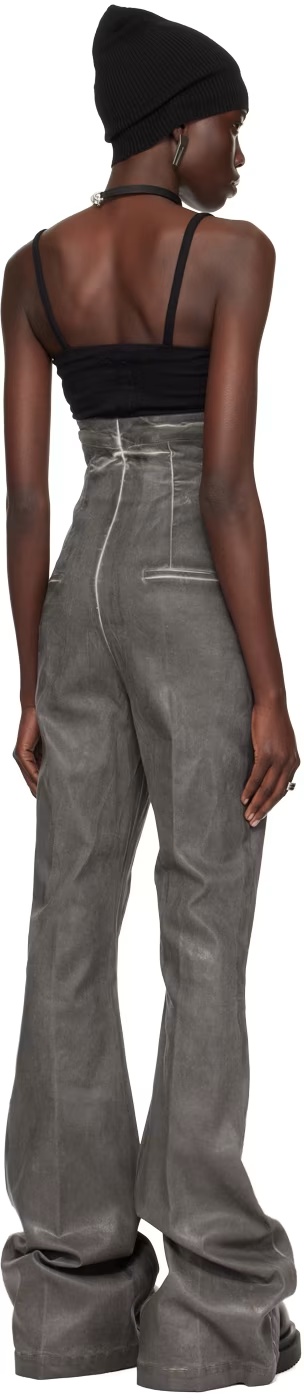 Rick Owens Coated Pressed-crease Flared Trousers In Black