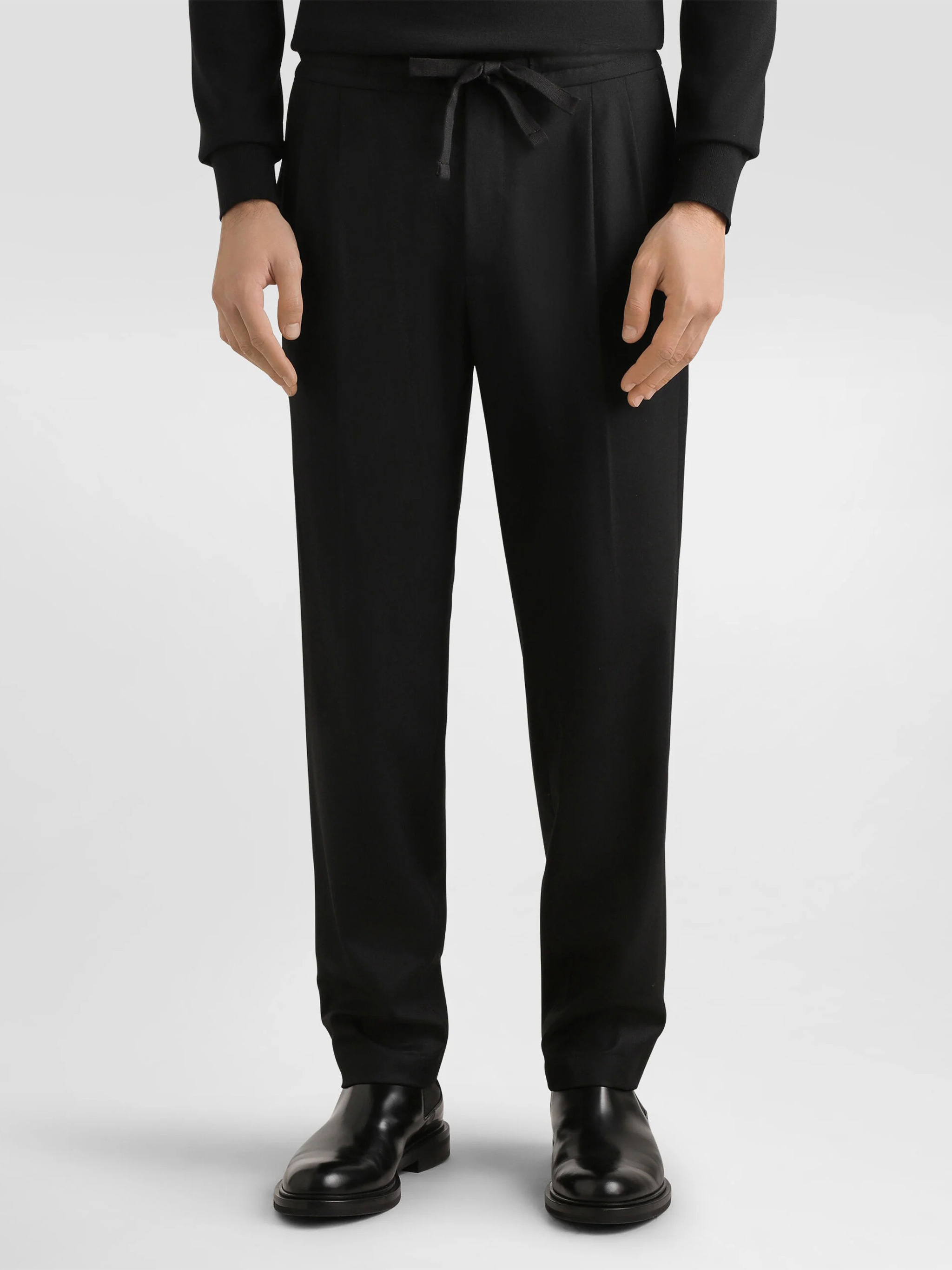 Dolce & Gabbana Pleated Drawstring Trousers In Black