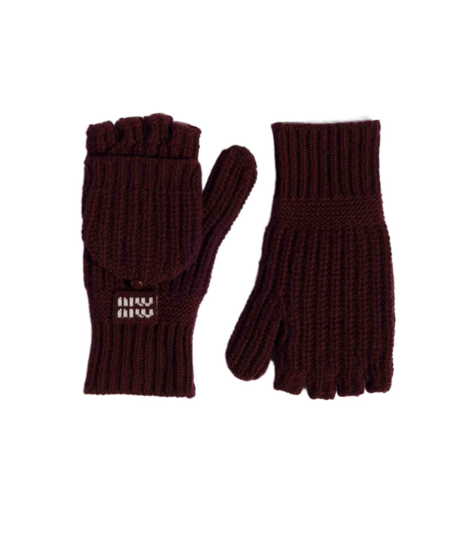 Miu Miu Wool And Cashmere Fingerless Gloves In Amaranth