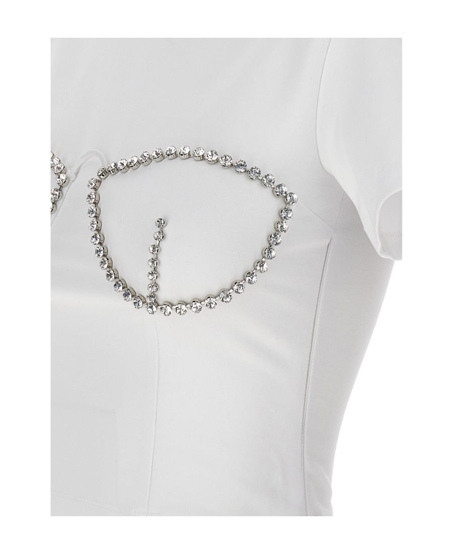 Shop Area Crystal-embellished Cropped T-shirt In White